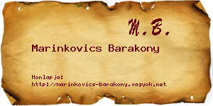Marinkovics Barakony névjegykártya